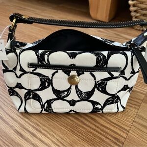 Coach Hampton Scribble Small Bag Black and White